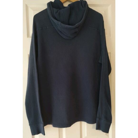 Men's Polo Ralph Lauren Waffle Knit Hoodie Pullover Navy Blue - XL - Picture 3 of 6